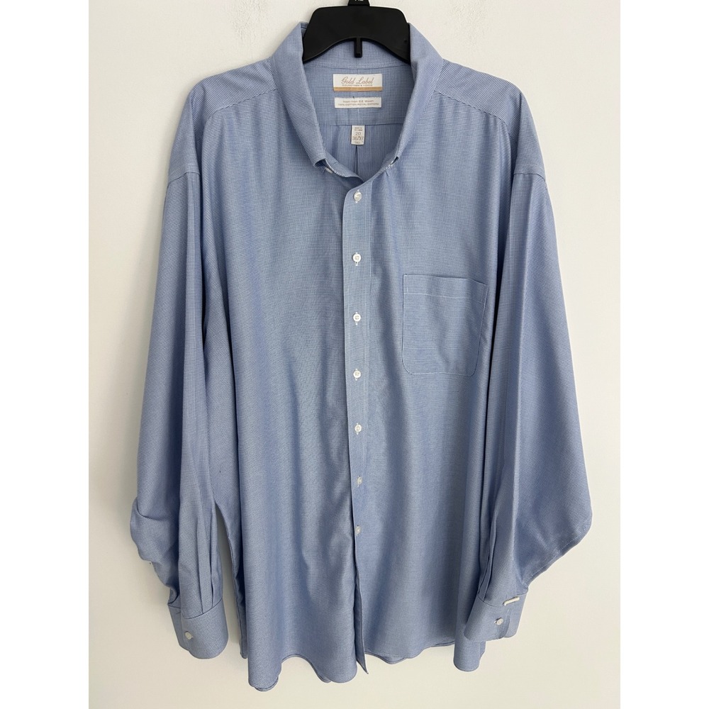 Roundtree & Yorke Gold Label Mens 20‎ 36/37 Tall Blue Royal Oxford Dress Shirt